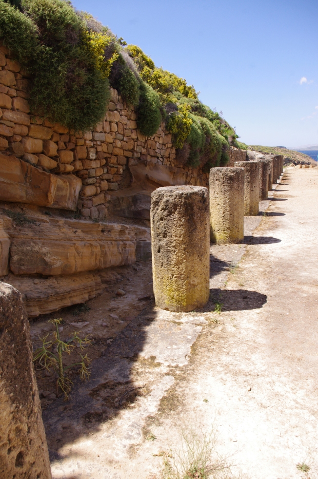 Columns from ruins in the Hephaistia, Lemnos, Greece